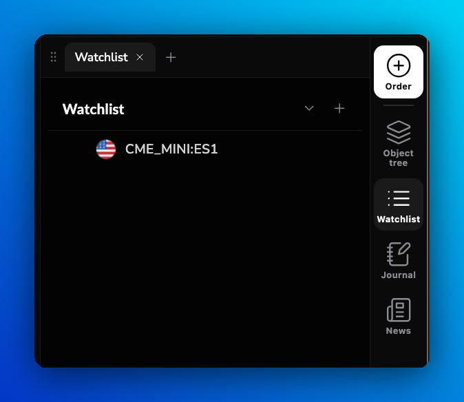 Watchlist in the right panel